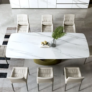 Moderný Minimalistický Obdĺžnikový Tvorivé Jedálenský Stôl A Stoličky Kombinácia Klasickej Talianskej Kuchyne Mesa Tabuľka Mesa Bytový Nábytok