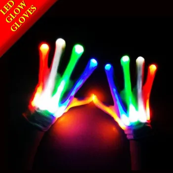 200pairs Halloween Cosplay Rave LED Svietiace Rukavice Farebné Svetlo Pletené Rukavice Prst Žiariace Blikajúce Unisex Rukavice Kostra