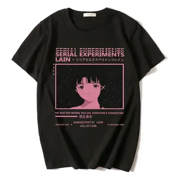 Sériové Experimenty Ležalo Anime T-Shirt Iwakura Manga Dievča Sci Fi Mužov Grafické Krátky Rukáv T-shirts Bavlna Harajuku Streetwear