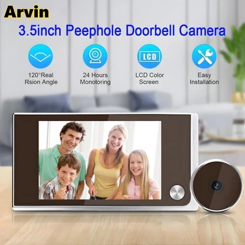Nový 3.5 Palcový Peephole Digitálny Zvonček Kamery 120 ° Uhol Peephole Viewer Smart Home Vonkajšie Cat Eye Vizuálny Zvonček