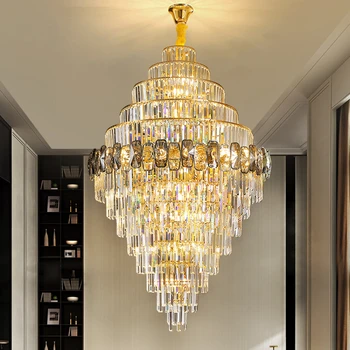 2023 Nové Moderné Svetlo Luxusné Hala Luster High-End Žije Lampa LED Izba-Duplex Schodisko Veľký Luster Villa Crystal Osvetlenie