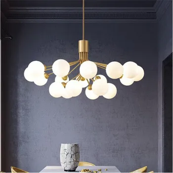 Apiales Lustre Nordic Led Gold Luxusné Obývacia Izba, Kuchyňa Lampa Magic Bean sklenenú guľu lampa Jedáleň molekulárnej luster