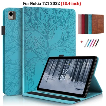 Tablet Kryt Pre Nokia T21 Prípade 2022 10.4 palce Emboss Strom Flip Peňaženku Stáť Kryt Pre Coque Nokia T21 T 21 Tablet Prípade Funda
